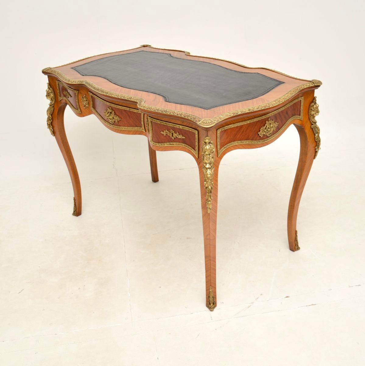 Mid-20th Century Antique French Leather Top Bureau Plat Desk For Sale