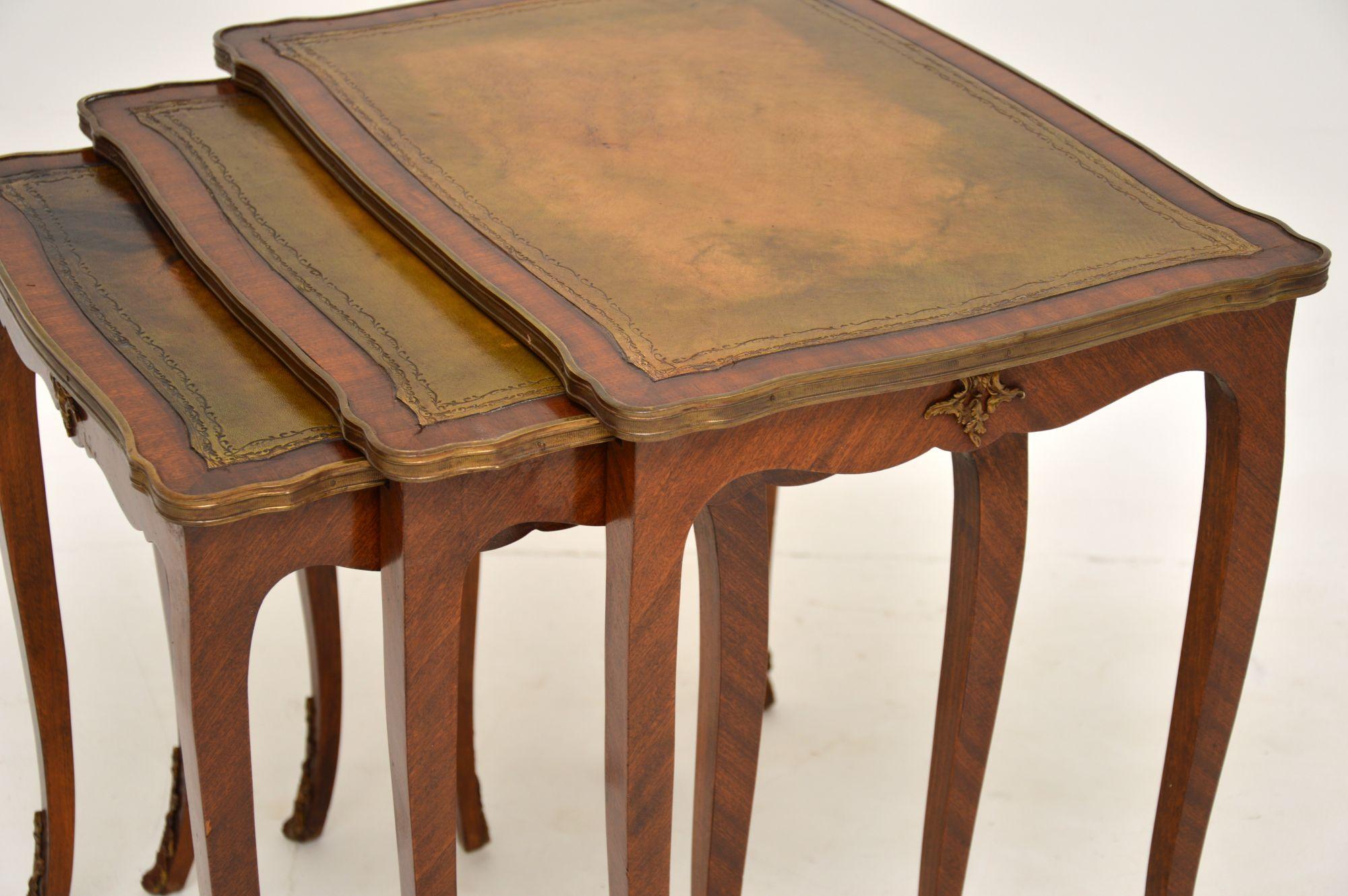 20th Century Antique French Leather Top Nest of Tables For Sale