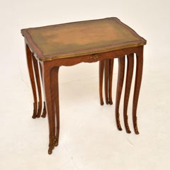 Antique French Leather Top Nest of Tables