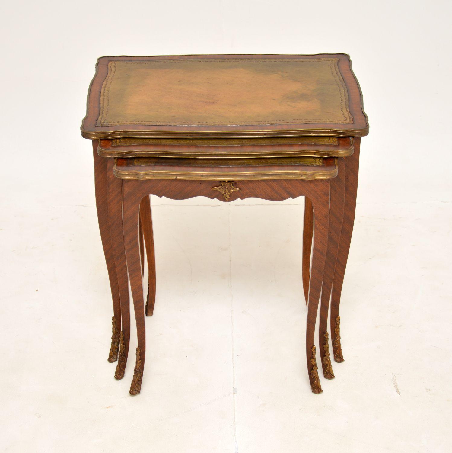 Louis XV Antique French Leather Top Nest of Tables For Sale
