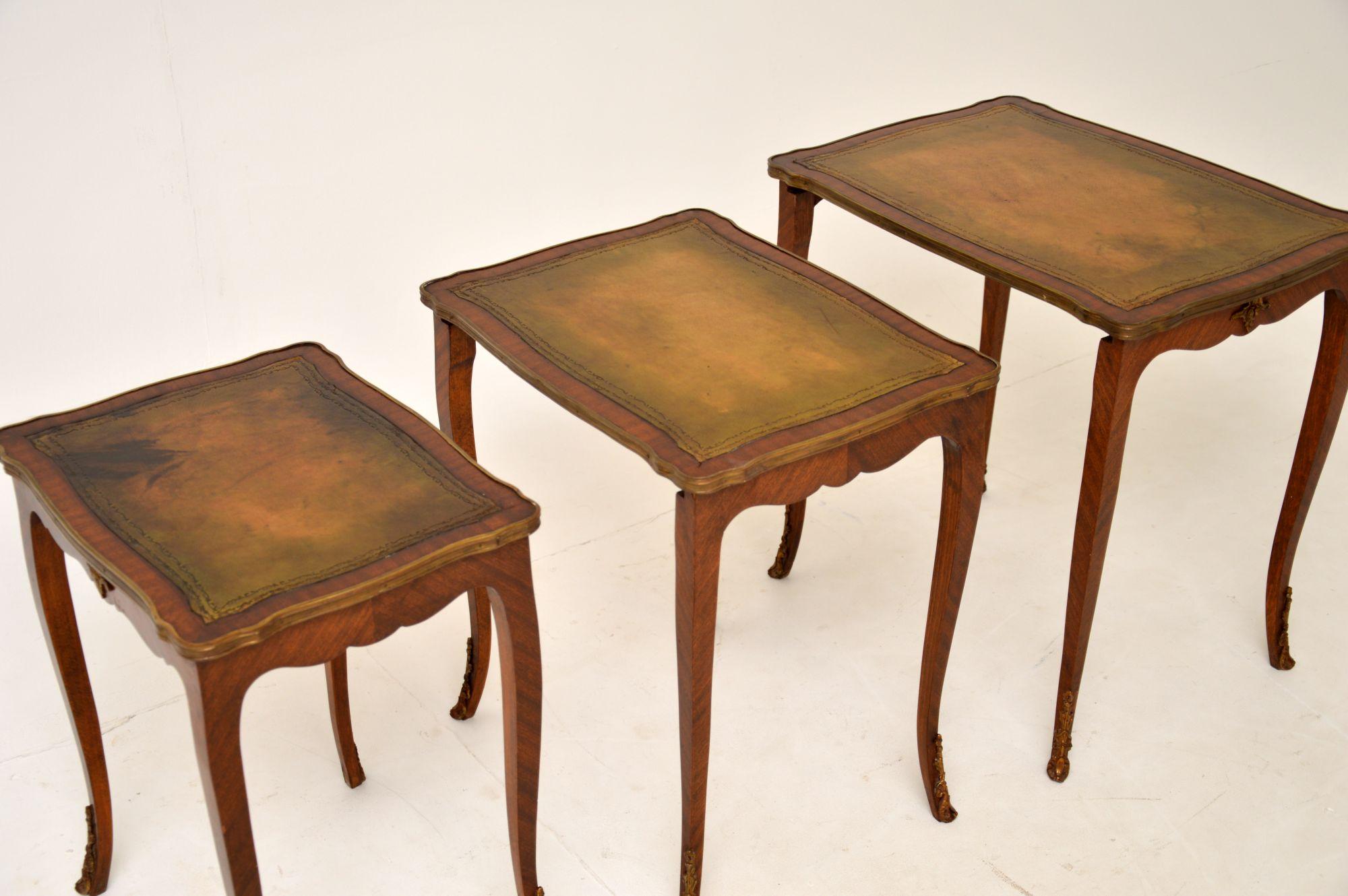 Antique French Leather Top Nest of Tables For Sale 2