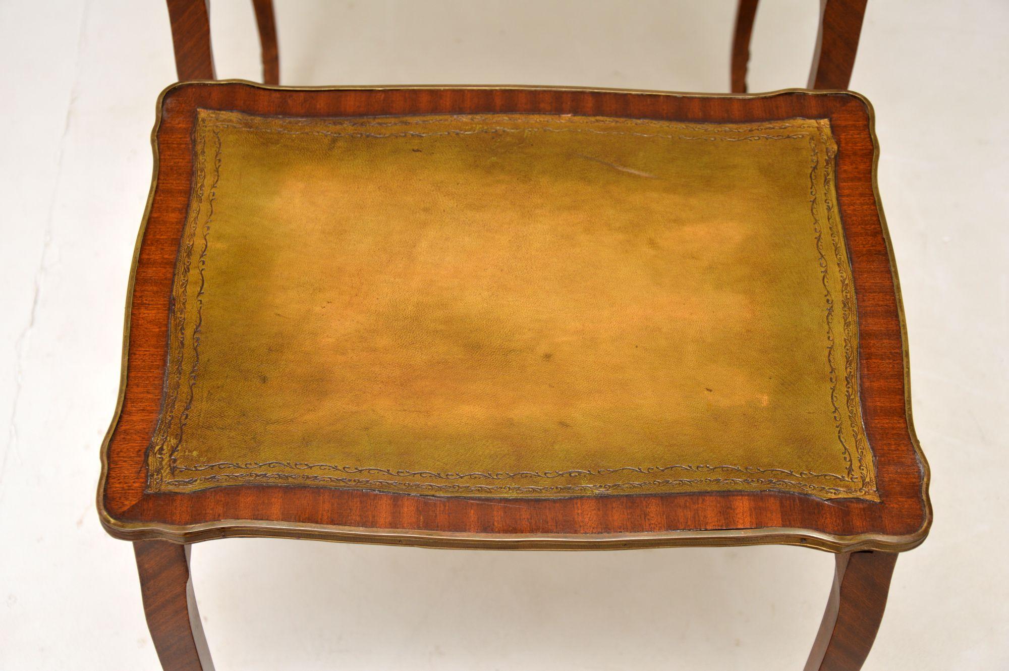 Antique French Leather Top Nest of Tables For Sale 4