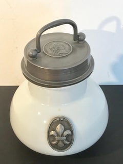 Jarre à sangsue française ancienne "Hirudines":: avec médaillon portrait de Louis XIV