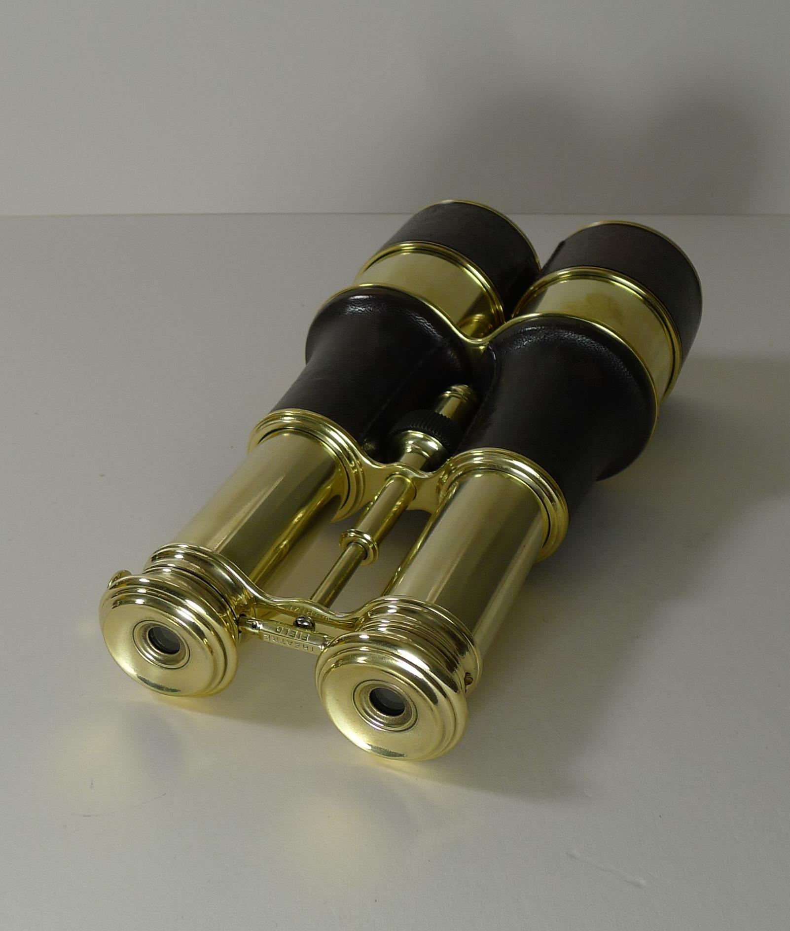 Brass Antique French LeMaire Paris Triple Optic Binoculars, Marine / Theatre / Field