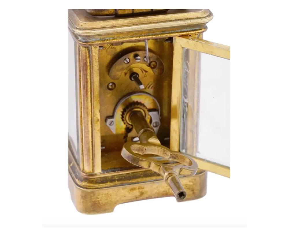 Antike französische LeRoy Vergoldete Bronze Miniatur Kutschenuhr im Angebot 5