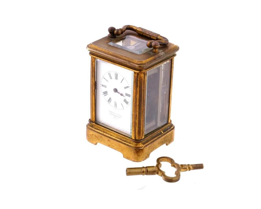 Antique French Leroy Gilt Bronze Miniature Carriage Clock In Good Condition For Sale In New York, NY