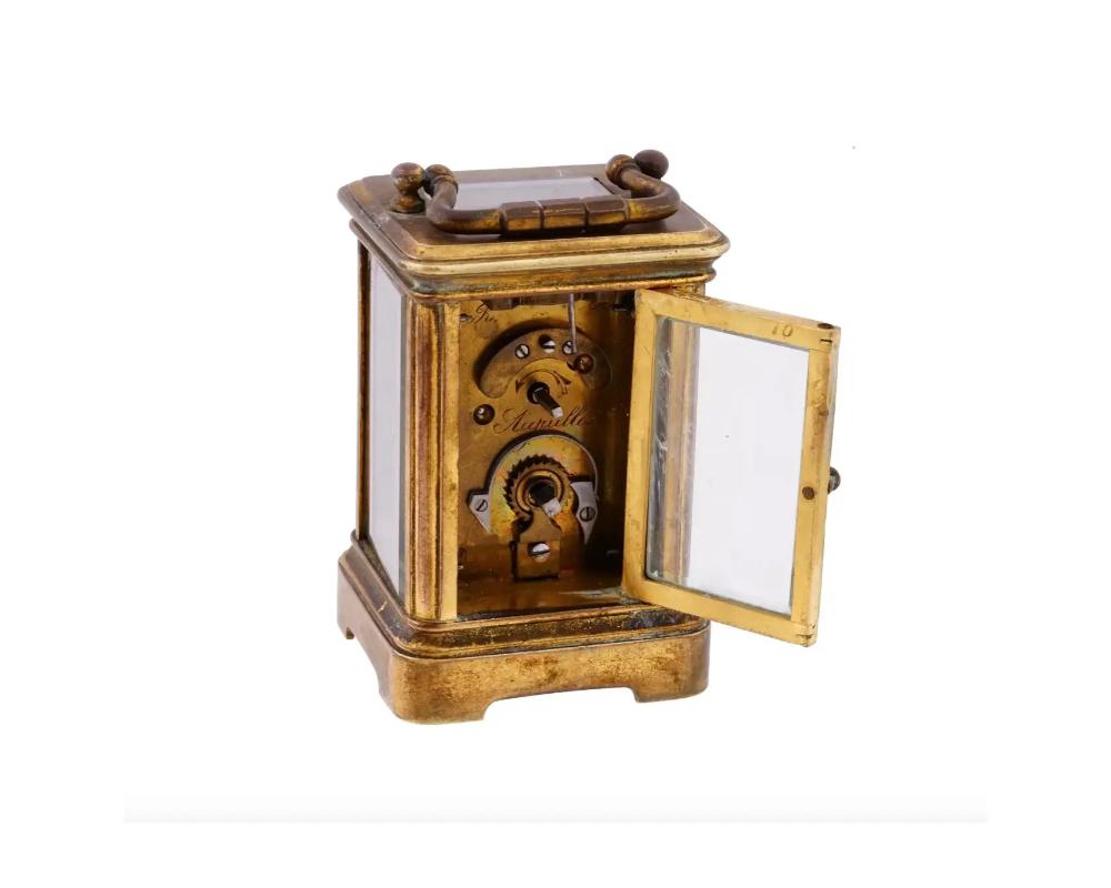 Antique French Leroy Gilt Bronze Miniature Carriage Clock For Sale 3