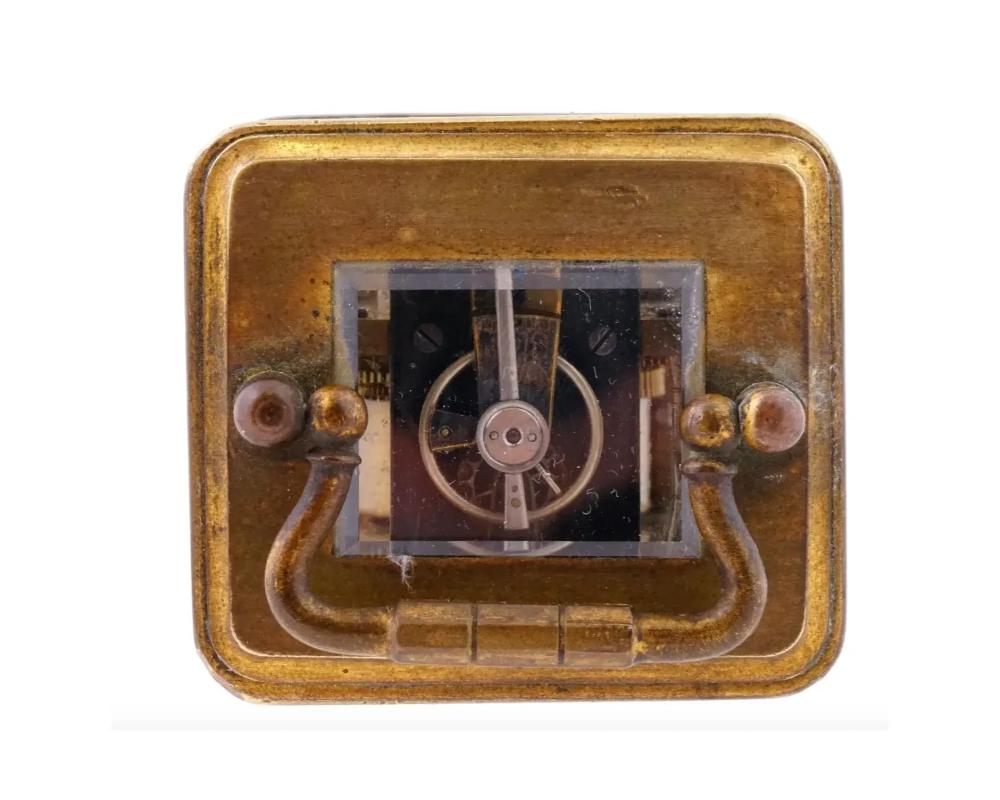 Antike französische LeRoy Vergoldete Bronze Miniatur Kutschenuhr im Angebot 3
