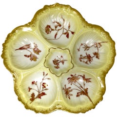 Antique French "Lewis & Strauss" Limoges Porcelain Yellow Oyster Plate, Ca 1900