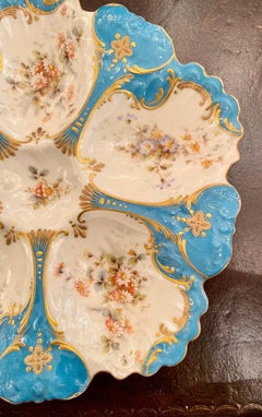 Antique French "Lewis Strauss & Sons, " Limoges Porcelain Oyster Plate, c. 1900