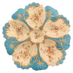 Antique French "Lewis Strauss & Sons, " Limoges Porcelain Oyster Plate, c. 1900