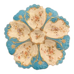 Antique French "Lewis Strauss & Sons, " Limoges Porcelain Oyster Plate, c. 1900
