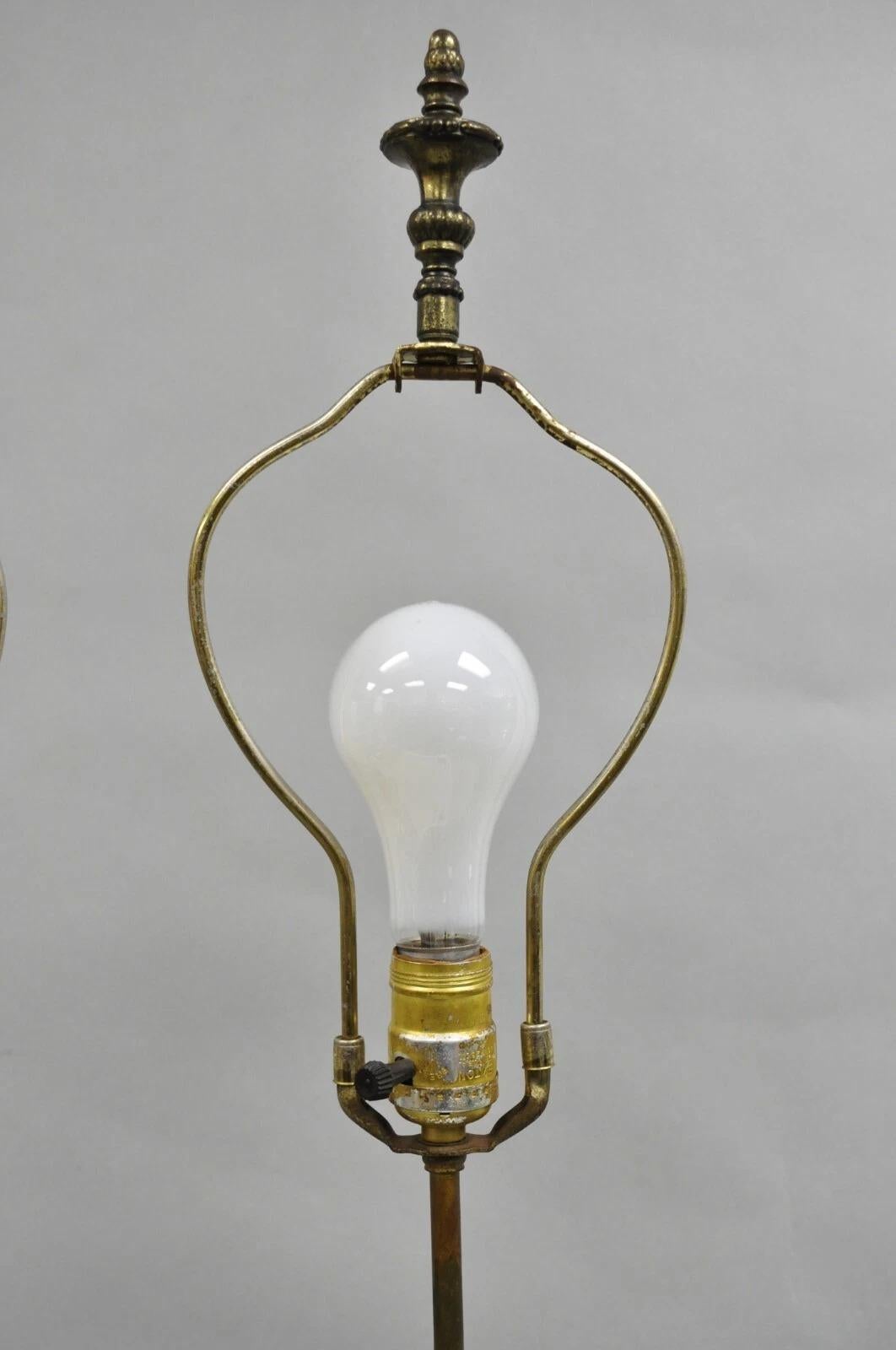 Antique French L&F Moreau Painted Metal Figural Mother & Child Table Lamps Pair For Sale 4