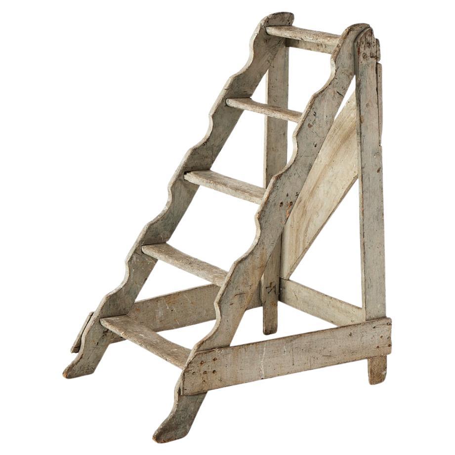 Antique French Library Ladder, XIX secolo, vernice originale in vendita