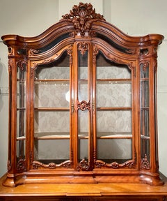 Antique French "Liégeois" Fruitwood Buffet à Deux Corps Cabinet, Circa 1890