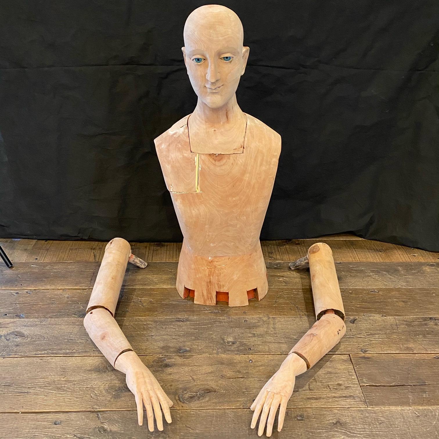 19th Century Antique French Life Size Reticulated Solid Wood Artist's Mannequin Sculpture