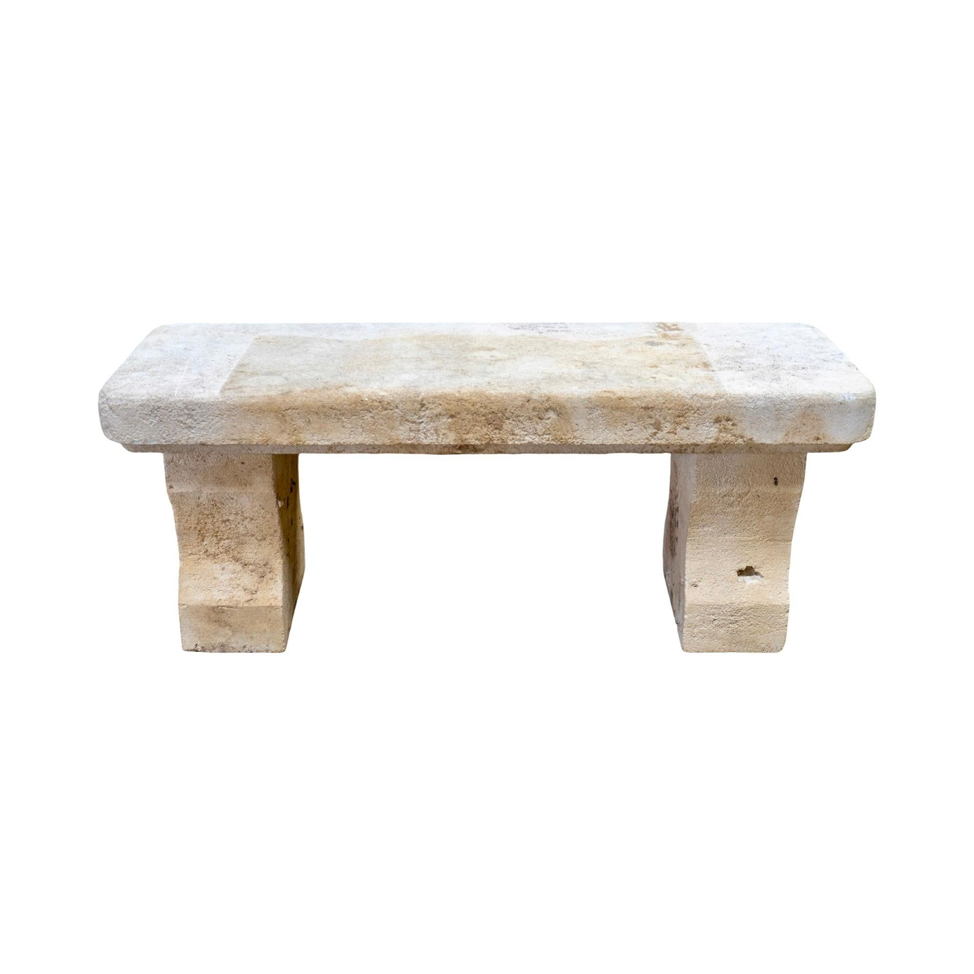 Antique French Limestone Bench In Good Condition For Sale In Dallas, TX