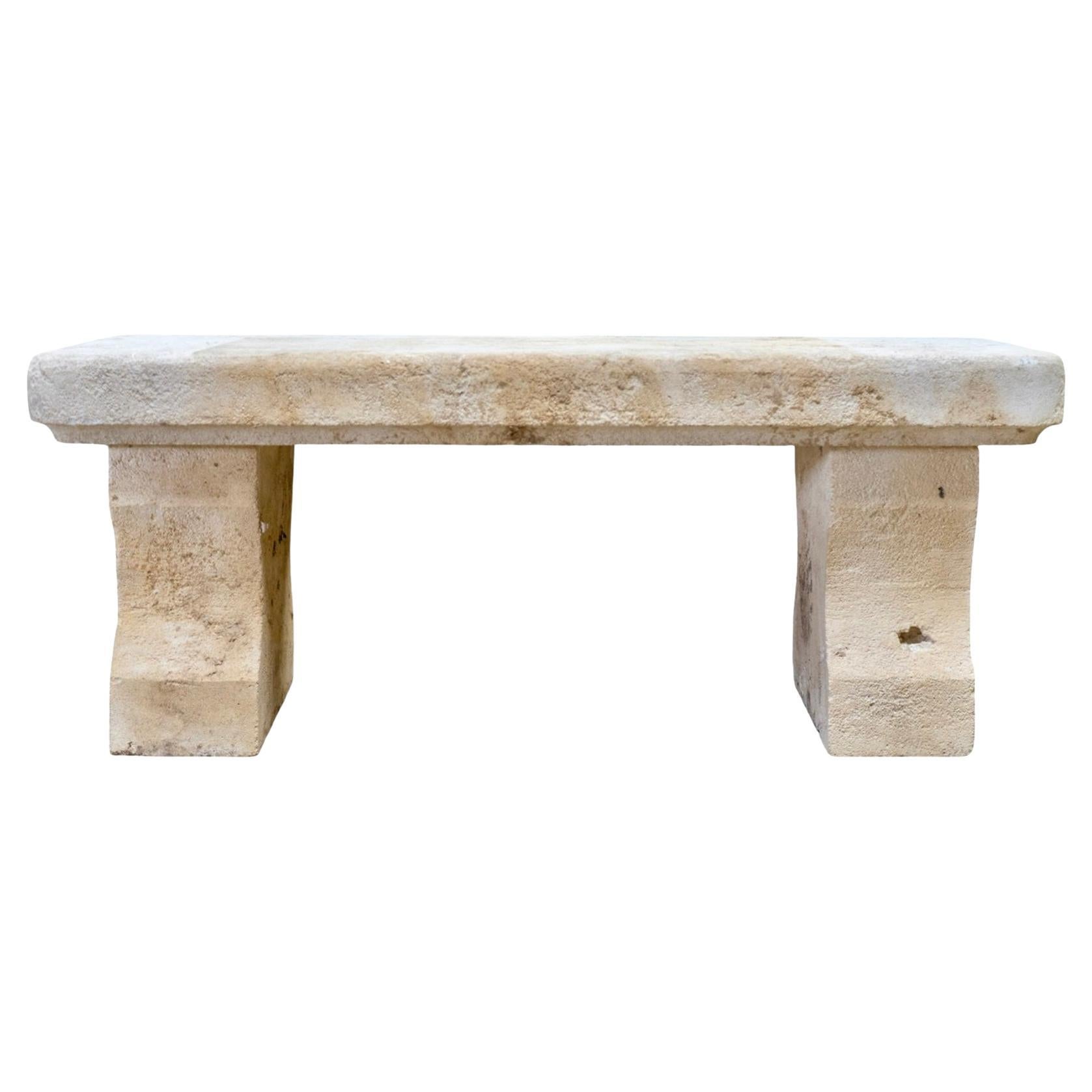 Antique French Limestone Bench For Sale