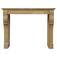 Antique French Limestone Campagnard Style Fireplace Mantel