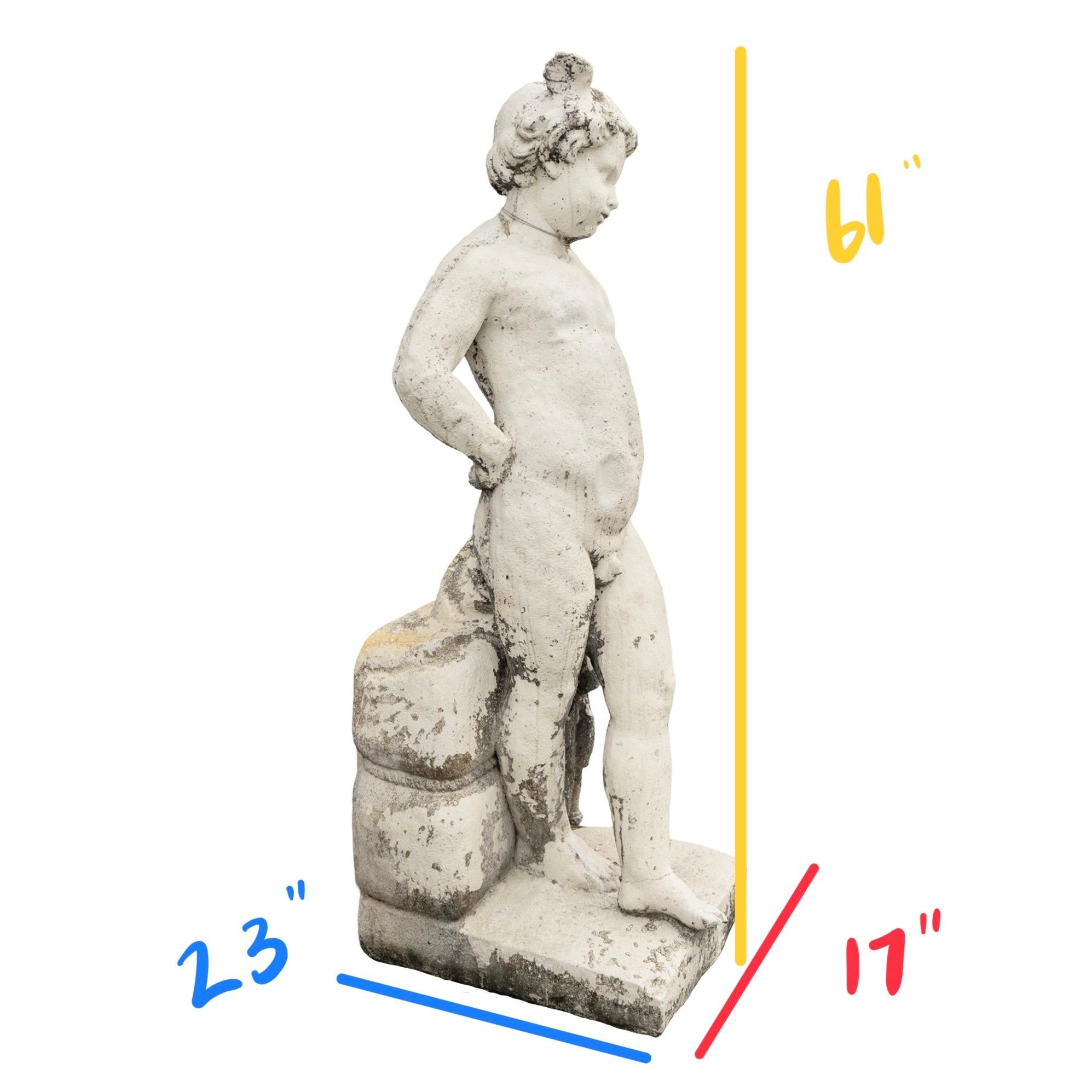 Antique French Escultura de Querubín Tallada en Piedra Caliza en Bueno estado para la venta en Dallas, TX