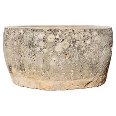 Antique French Limestone Circular Planter