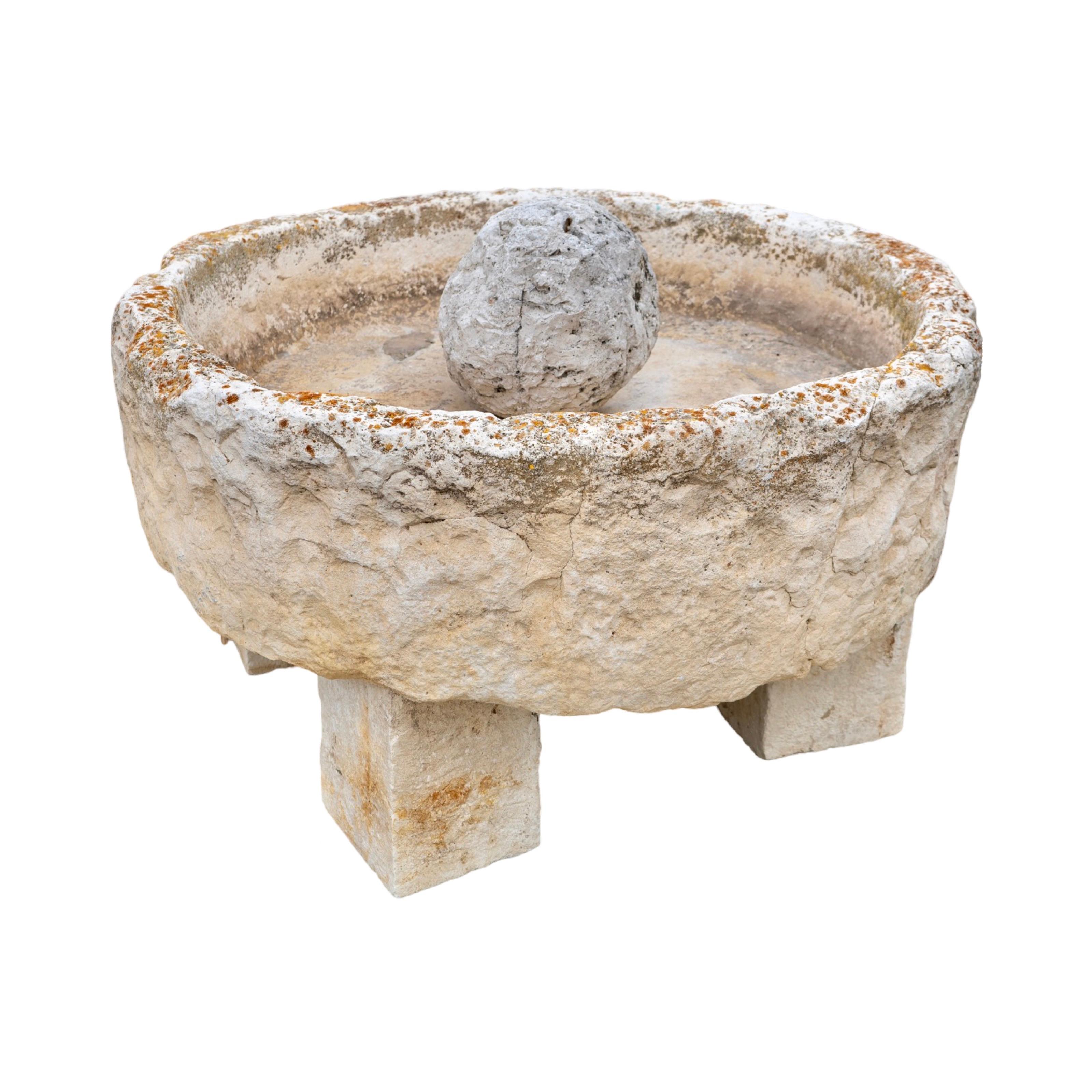 Mid-18th Century Antique French Limestone Circular Trough For Sale