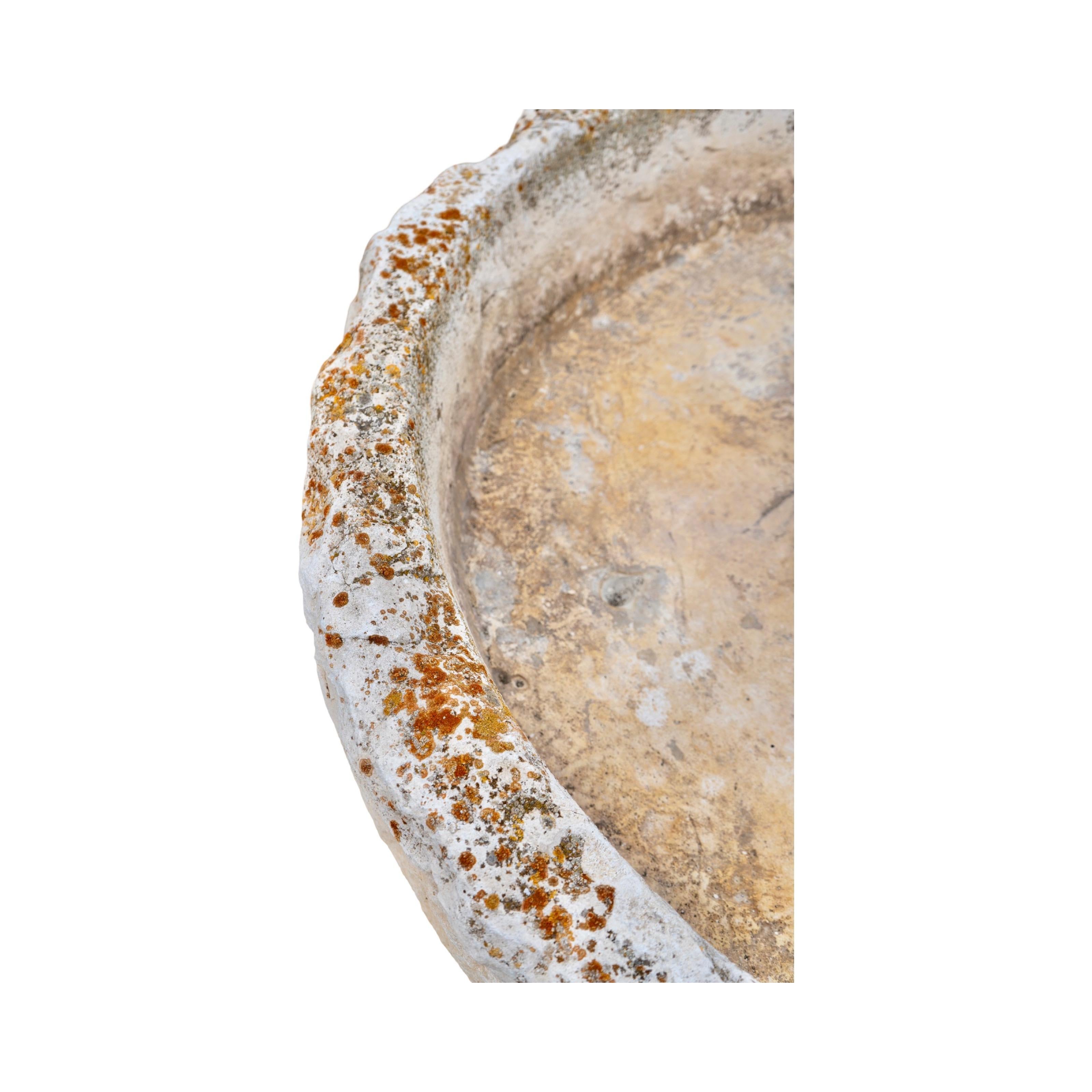 Antique French Limestone Circular Trough For Sale 1