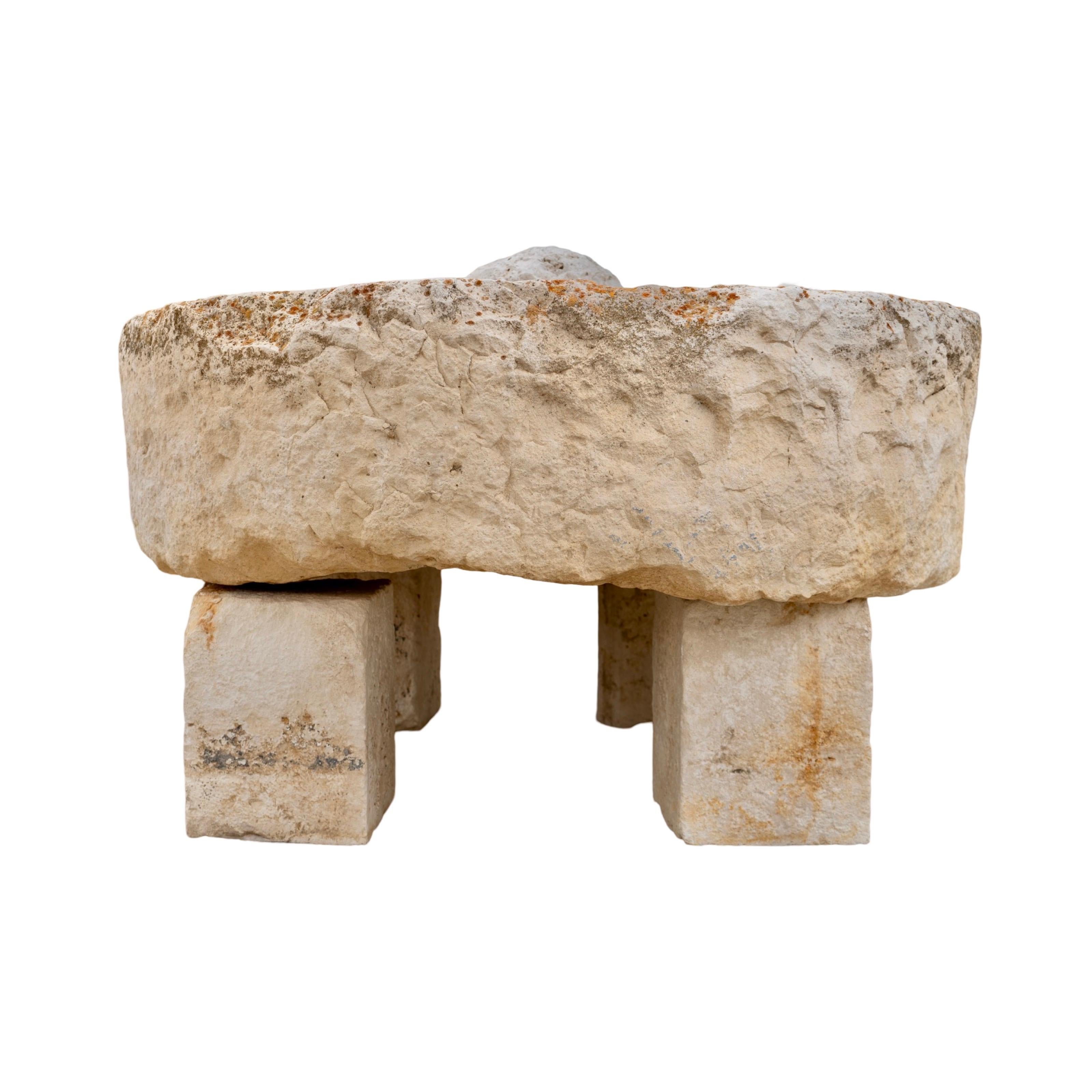 Antique French Limestone Circular Trough For Sale 3