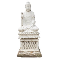Antique French Escultura compuesta de piedra caliza Guanyin