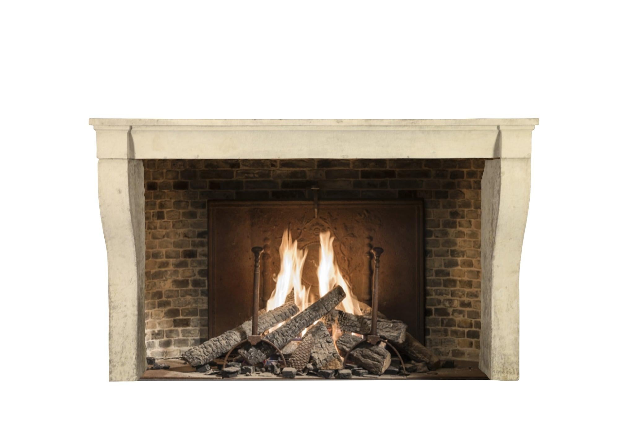 Antique French Limestone Elegant Fireplace Surround 3