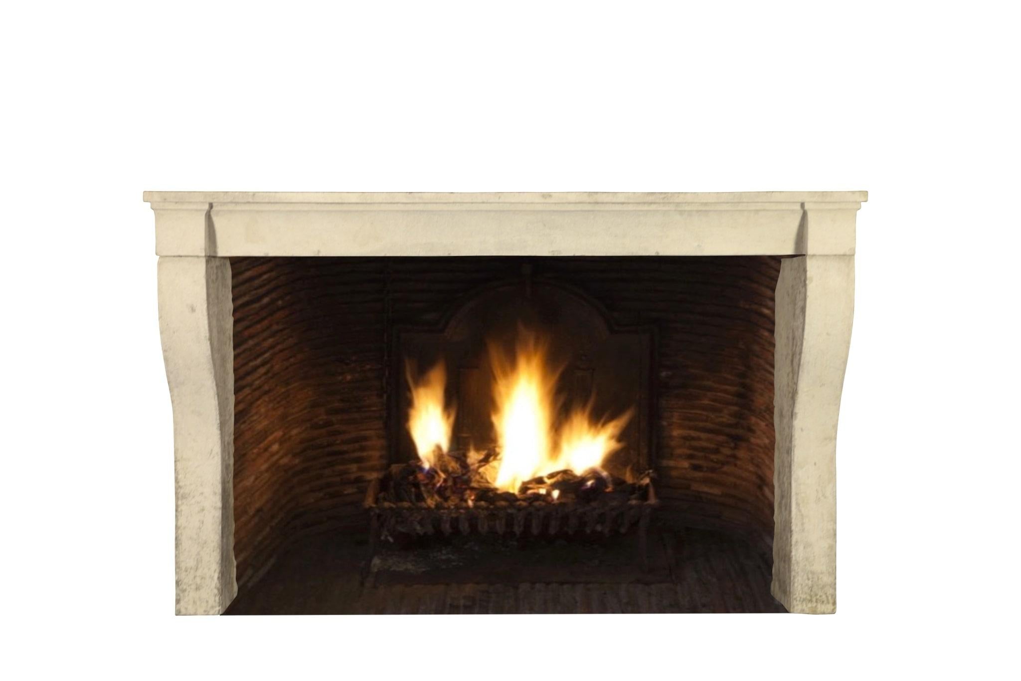 Antique French Limestone Elegant Fireplace Surround 4