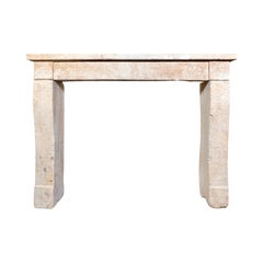 Antique French Limestone Farmhouse Mantel