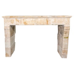 Antique French Limestone Farmhouse Mantel