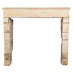 Antique French Calestone Farmhouse Mantel