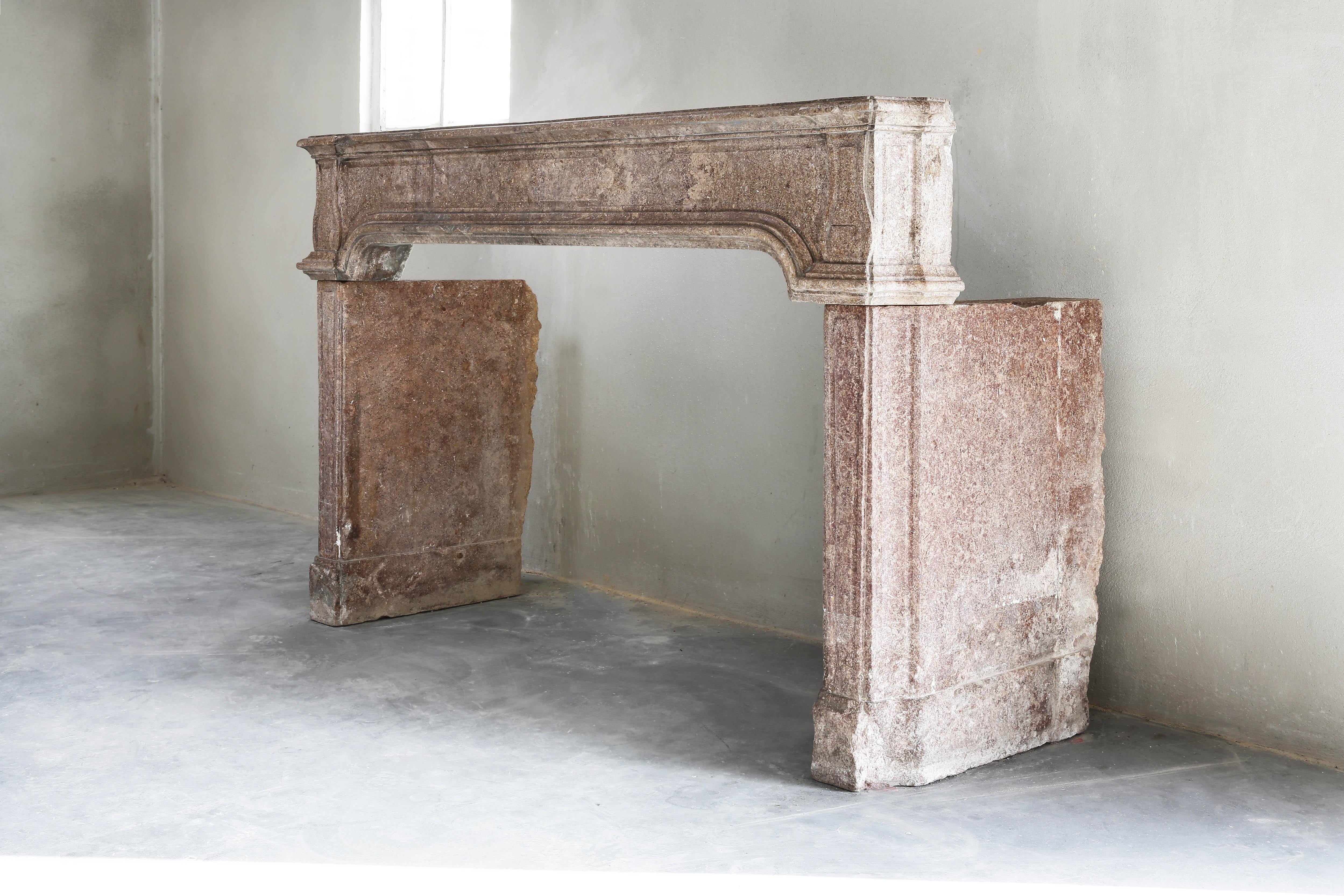 Other Antique French Limestone Fireplace, 19th Century, Louis XIV