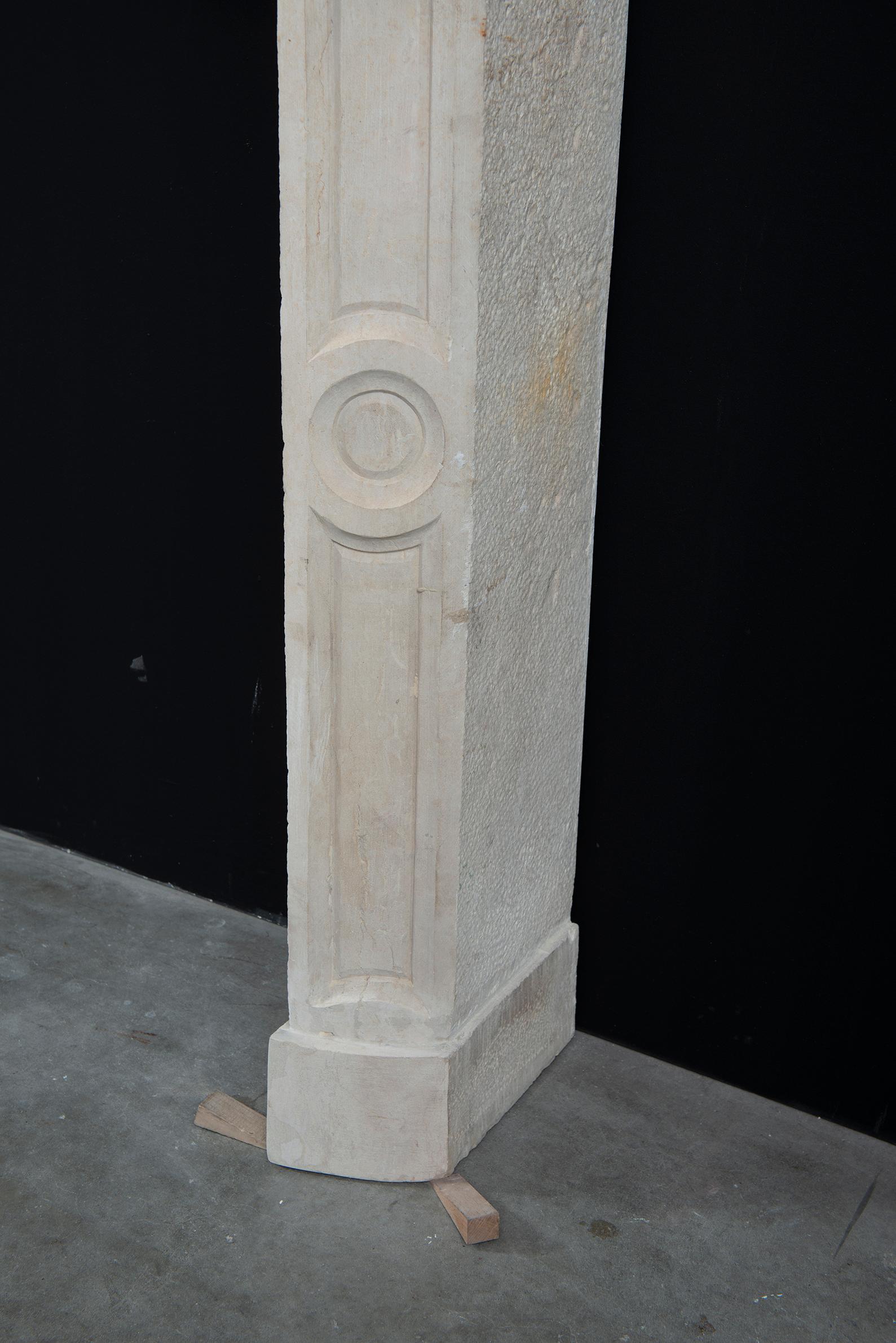 Antique French Limestone Fireplace Mantel For Sale 6