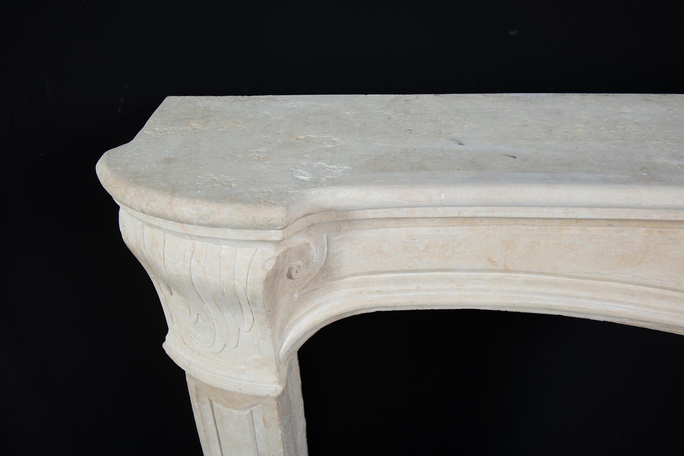 Antique French Limestone Fireplace Mantel For Sale 8