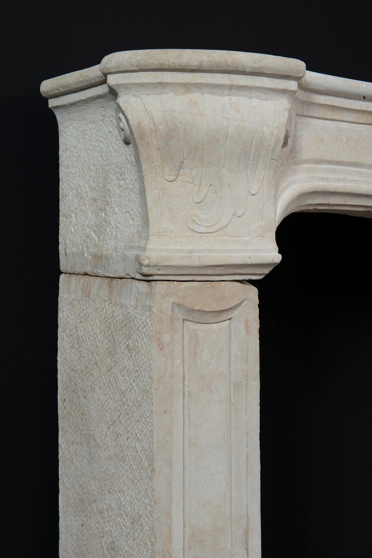 Antique French Limestone Fireplace Mantel For Sale at 1stDibs