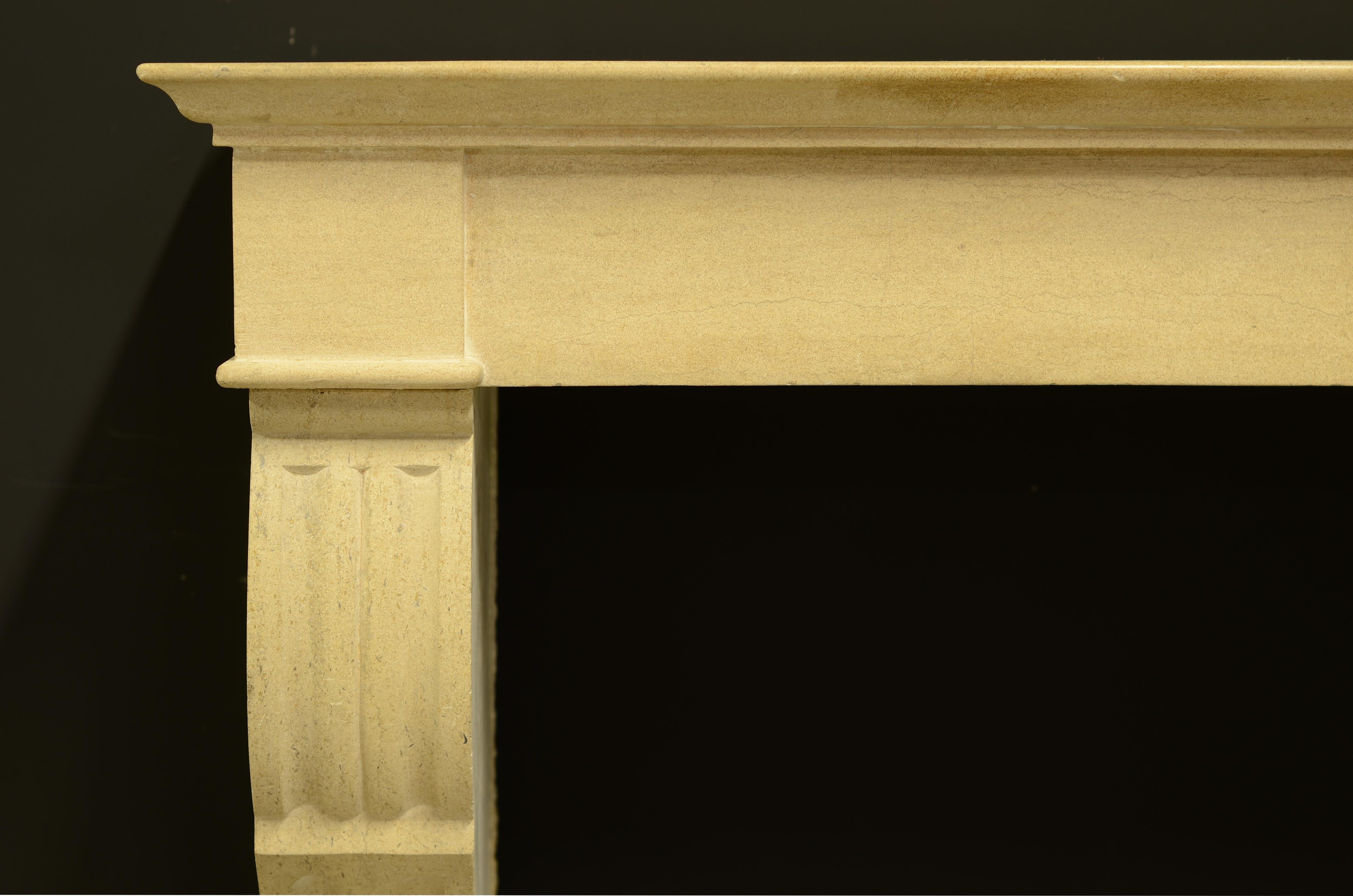 19th Century Antique French Limestone Fireplace Mantel