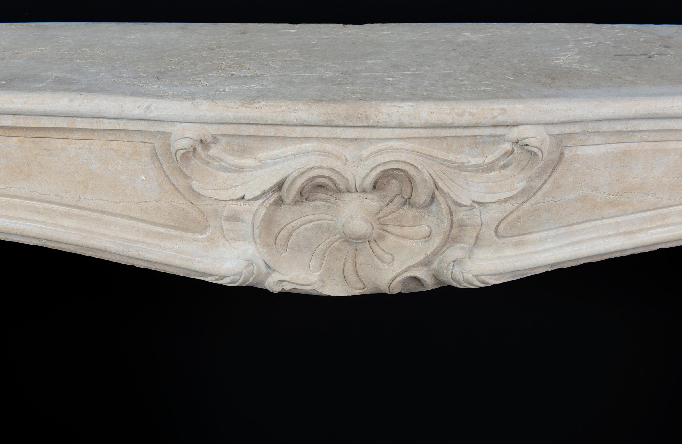 Antique French Limestone Fireplace Mantel For Sale 2