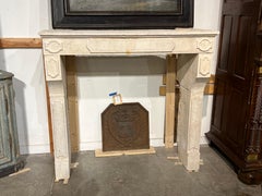 Antique French Limestone Fireplace Mantel from Burgundy, 19th Century