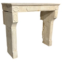 Antique French Limestone Fireplace Mantel from Burgundy, 19th Century