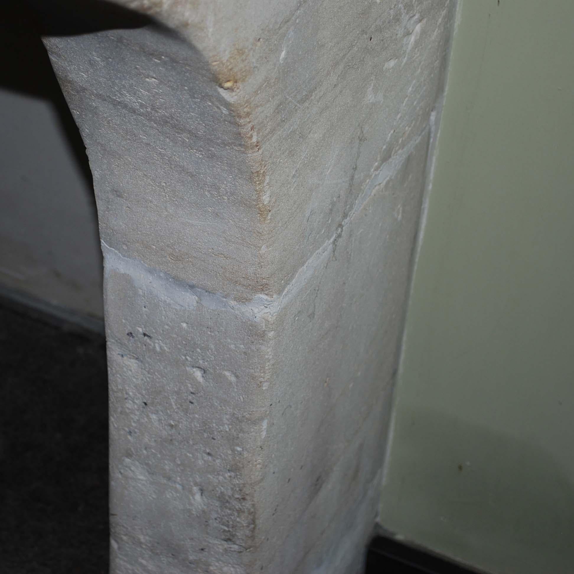 Antique French Limestone Fireplace or Mantelpiece with Overmantel or Trumeau For Sale 4