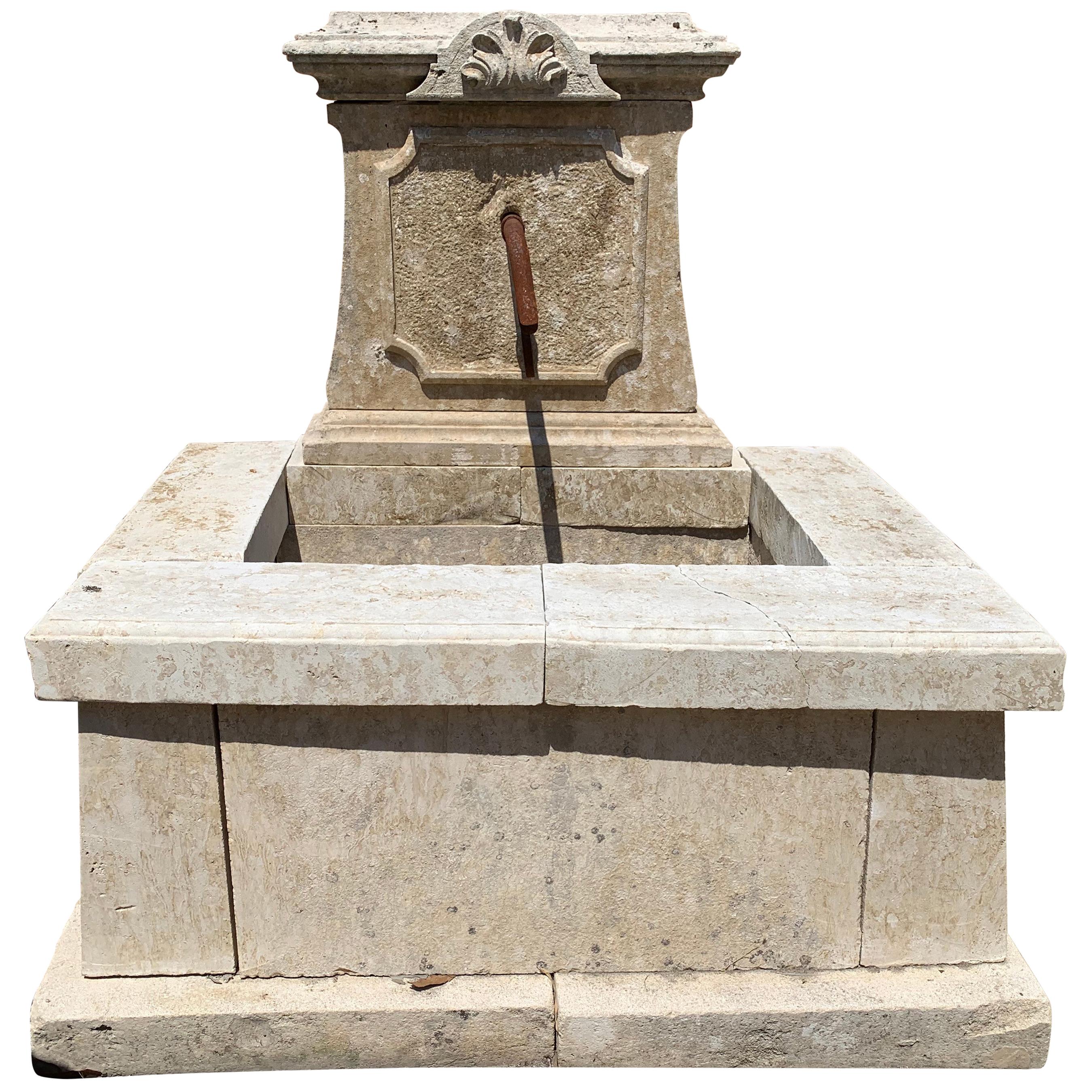 Antique French Limestone Fountain, circa 1820s