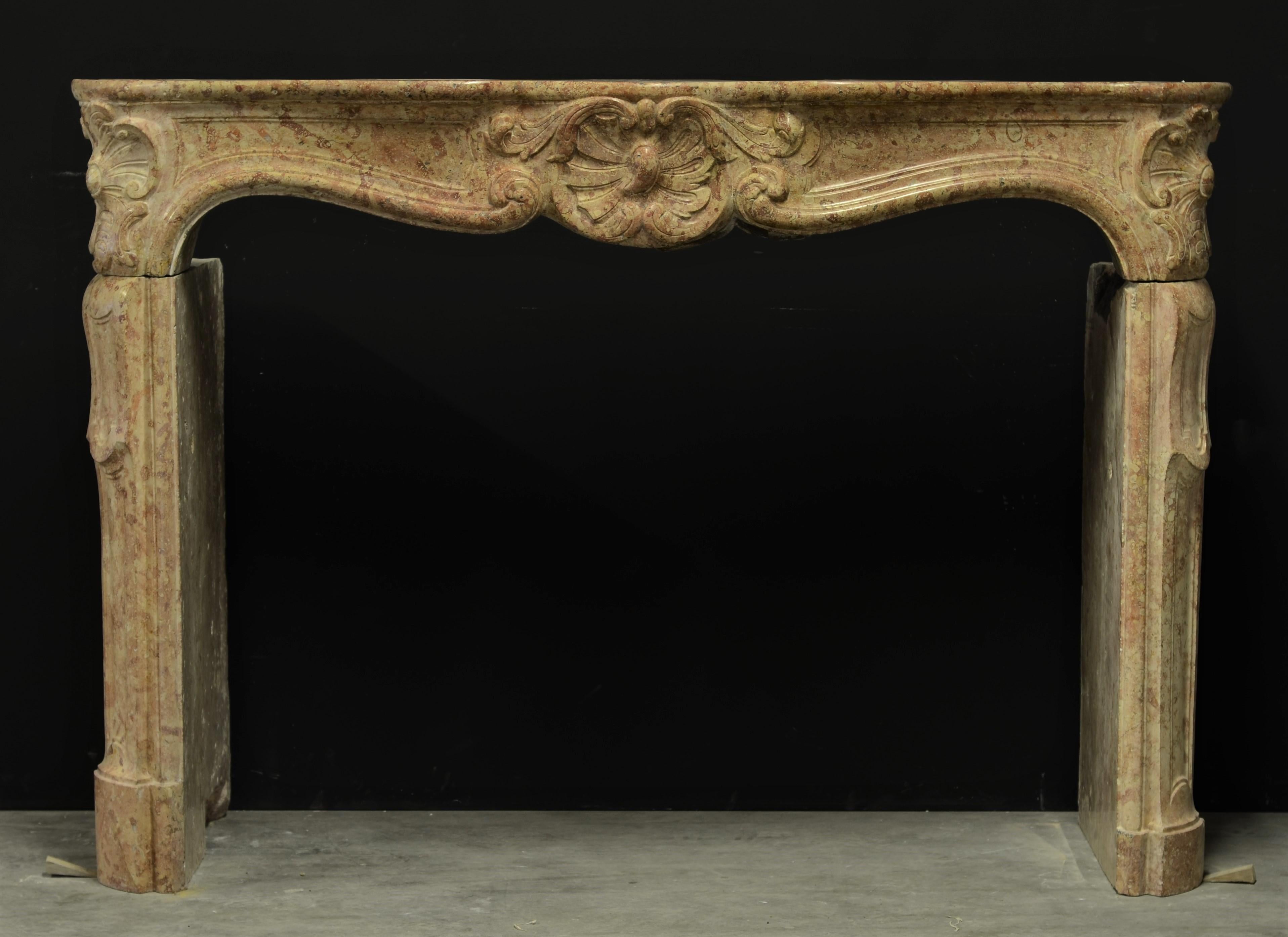Antique French Limestone Louis XV Style Fireplace Mantel 2