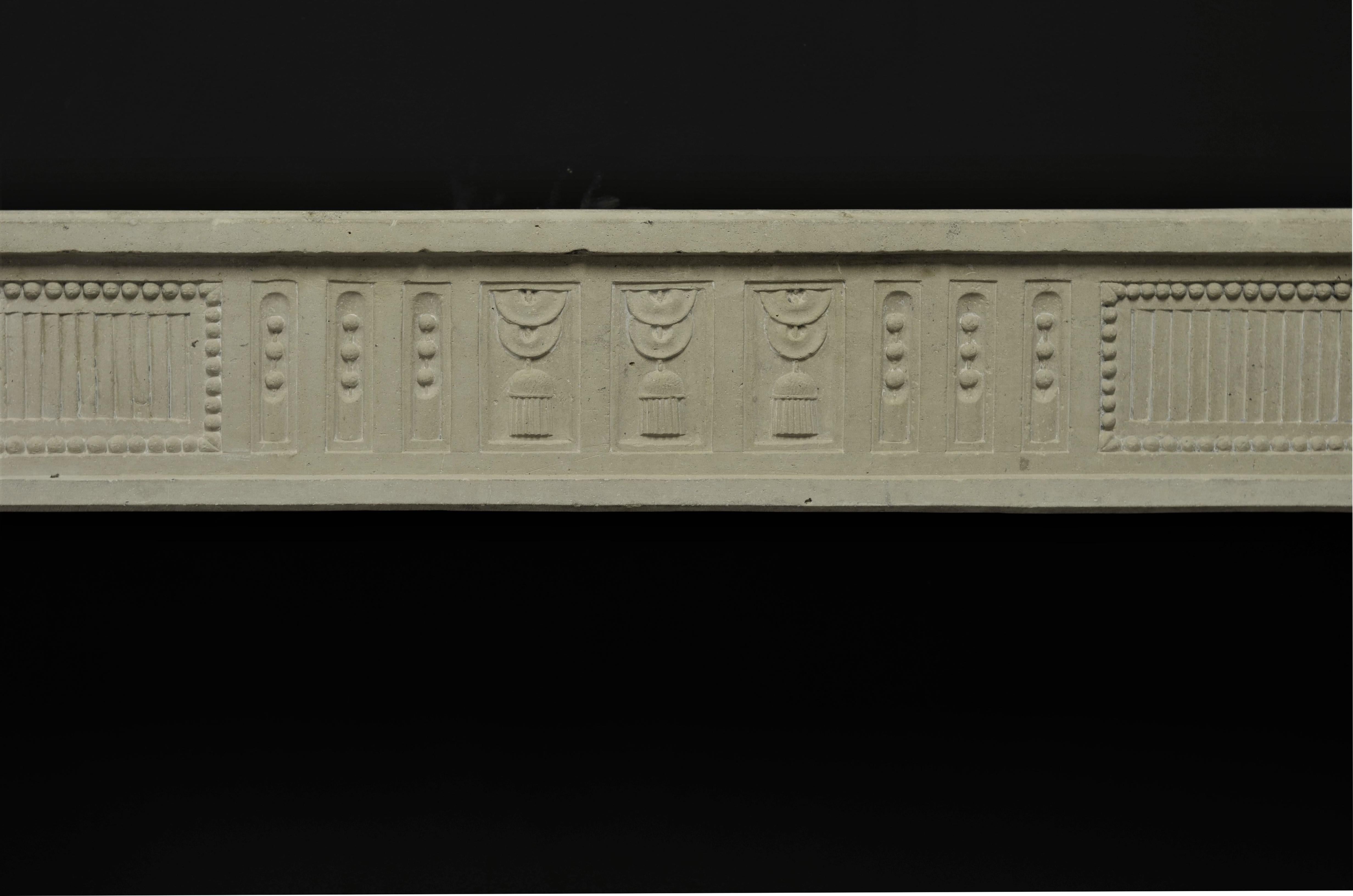 Antique French Limestone Louis XVI Fireplace Mantel In Good Condition In Haarlem, Noord-Holland