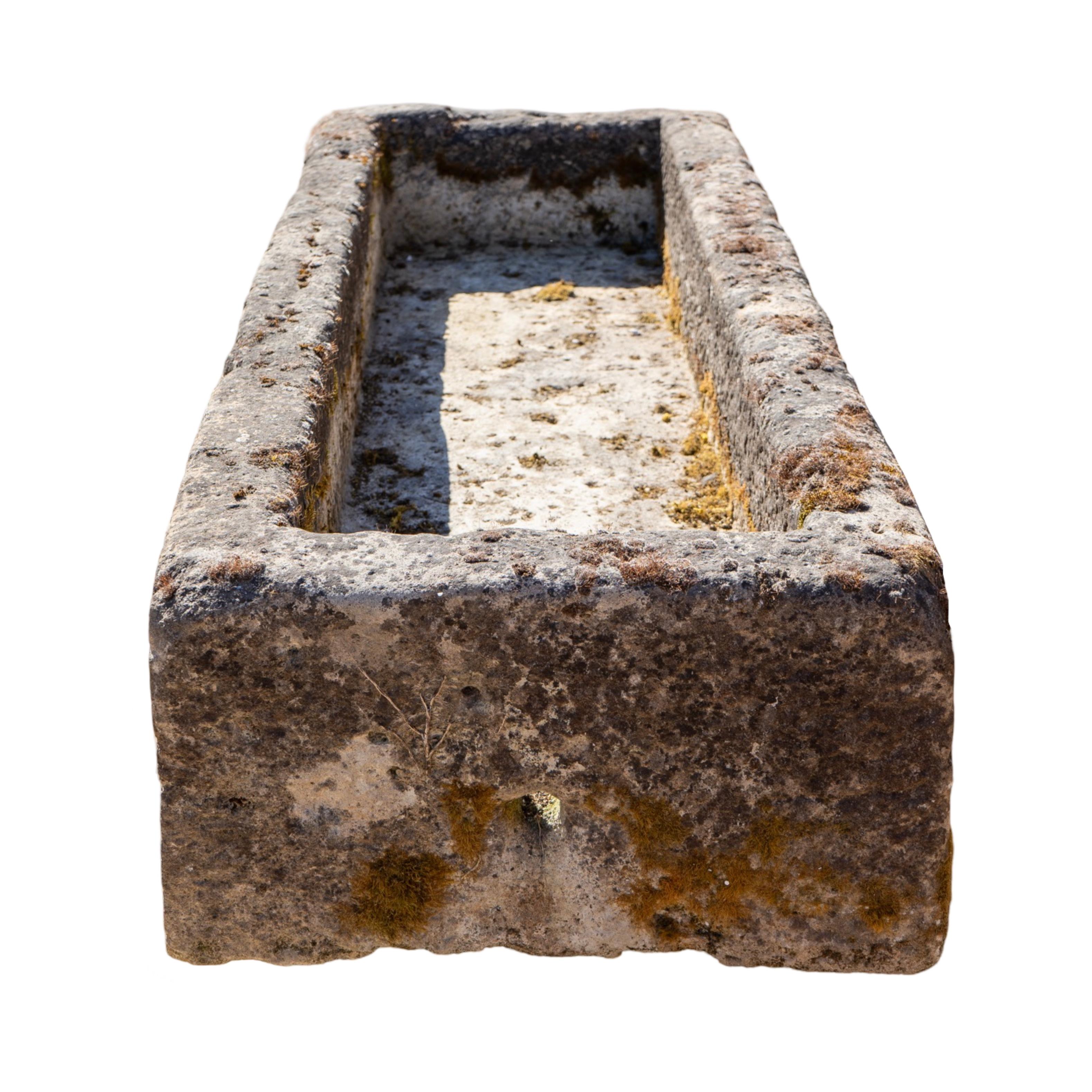Abrevadero bajo de piedra caliza Antique French siglo XVIII y antes en venta