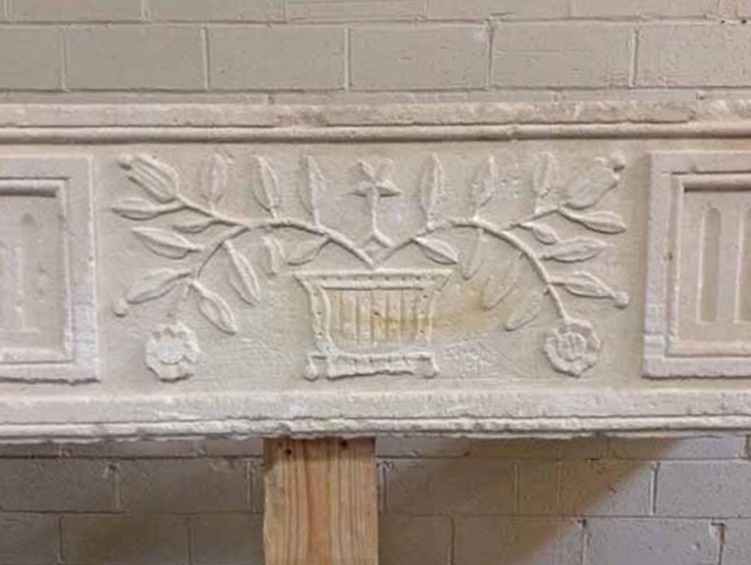 Antique limestone mantel.

Origin: Brittany region, France,

circa 1680

Measurements: 68.5