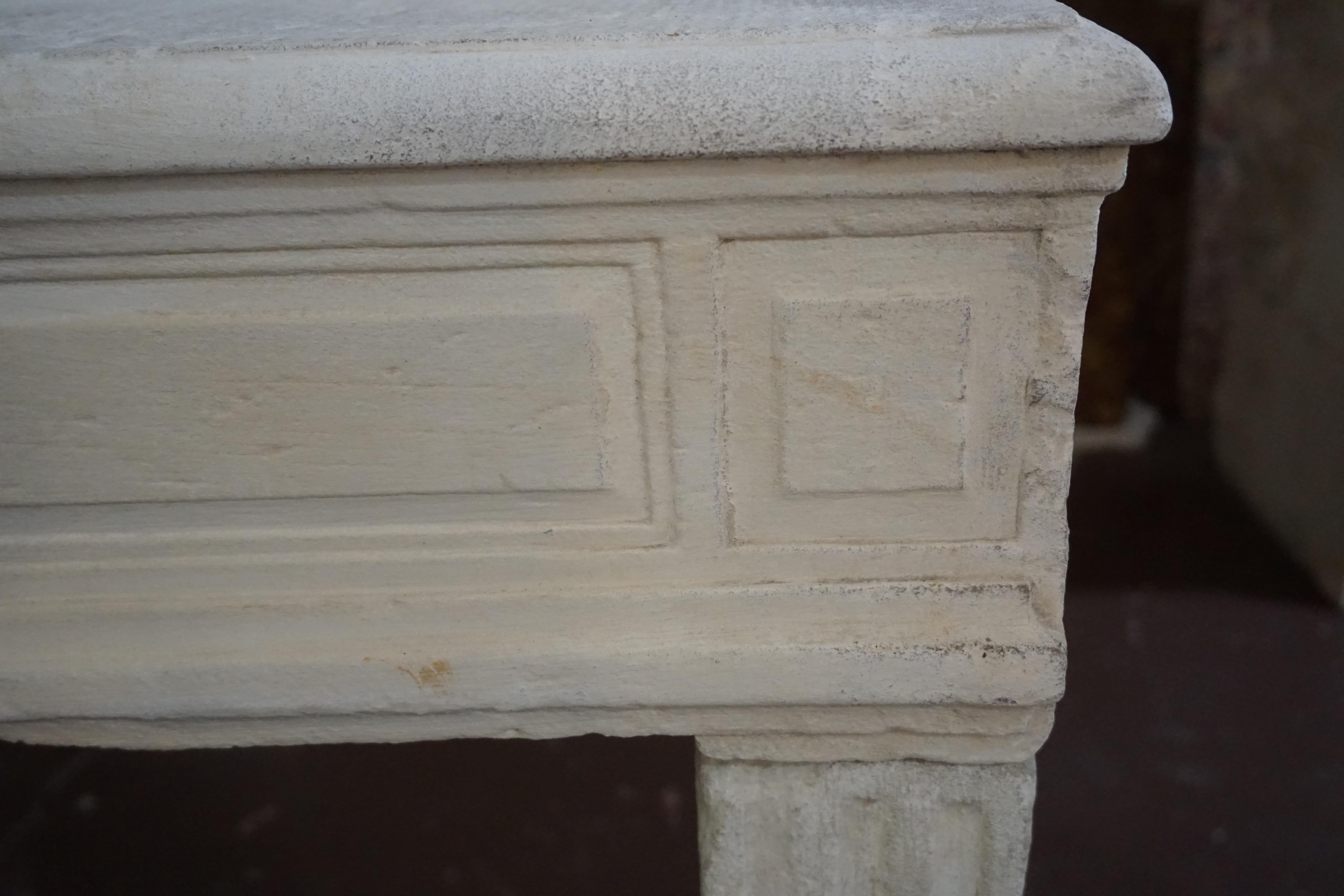 Antique French Limestone Mantel, circa 1820 1