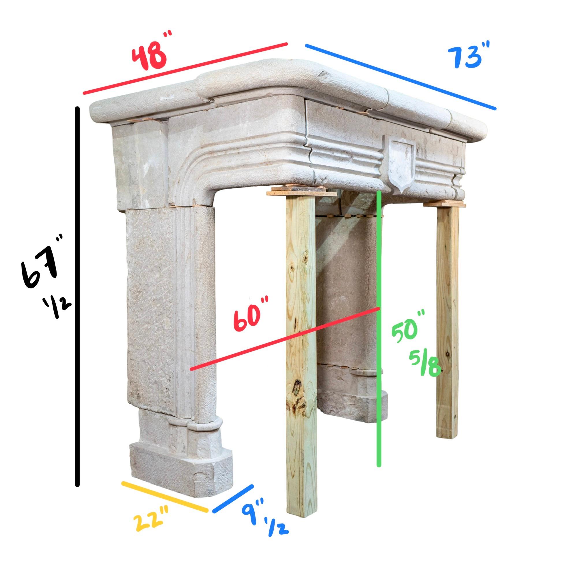 Antique French Limestone Mantel For Sale 6